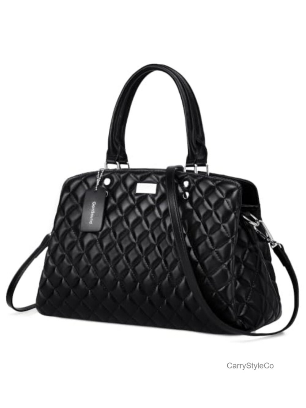 Quilted PU Leather Satchel Crossbody Shoulder Bag Top Handle